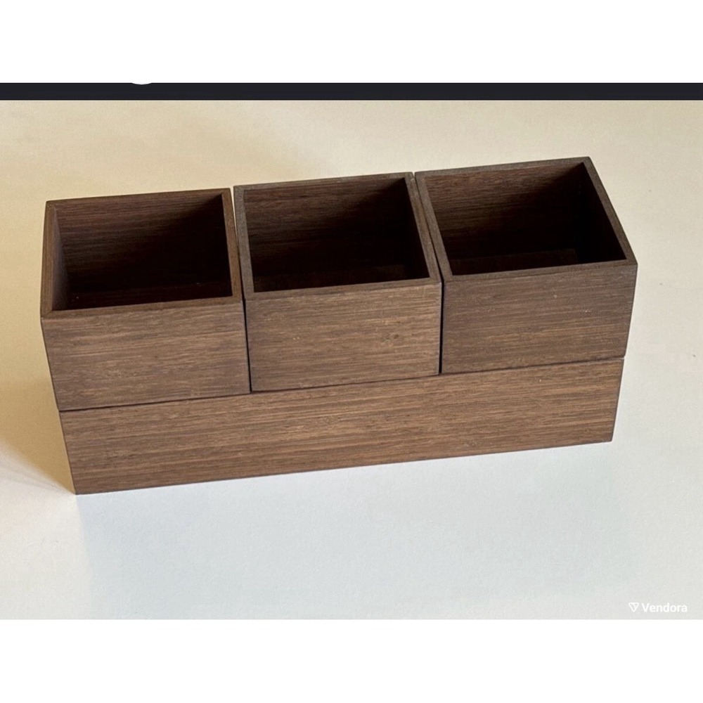 Ikea Wooden Office Desktop Organizer with 5 Compartments